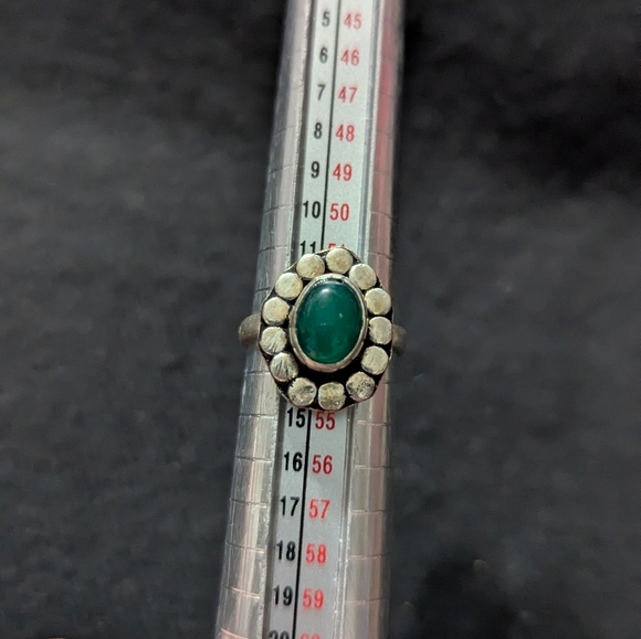 Sterling Silver Green Agate Gemstone Dainty Delicate Statement Ring - Size 6.5 - Picture 7 of 7